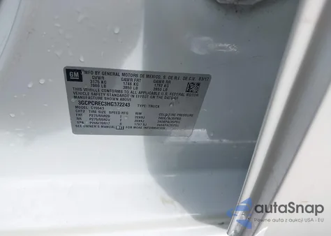 2017 Chevrolet Silverado 1500 1Lt z USA, uszkodzony, nr VIN 3GCPCREC3HG372243